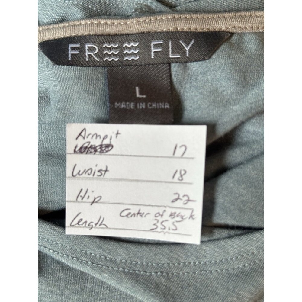 Free Fly Womens UPF 50+ Bamboo Flex Dress Large Heather Coastal Sage Sustainable - Picture 2 of 9